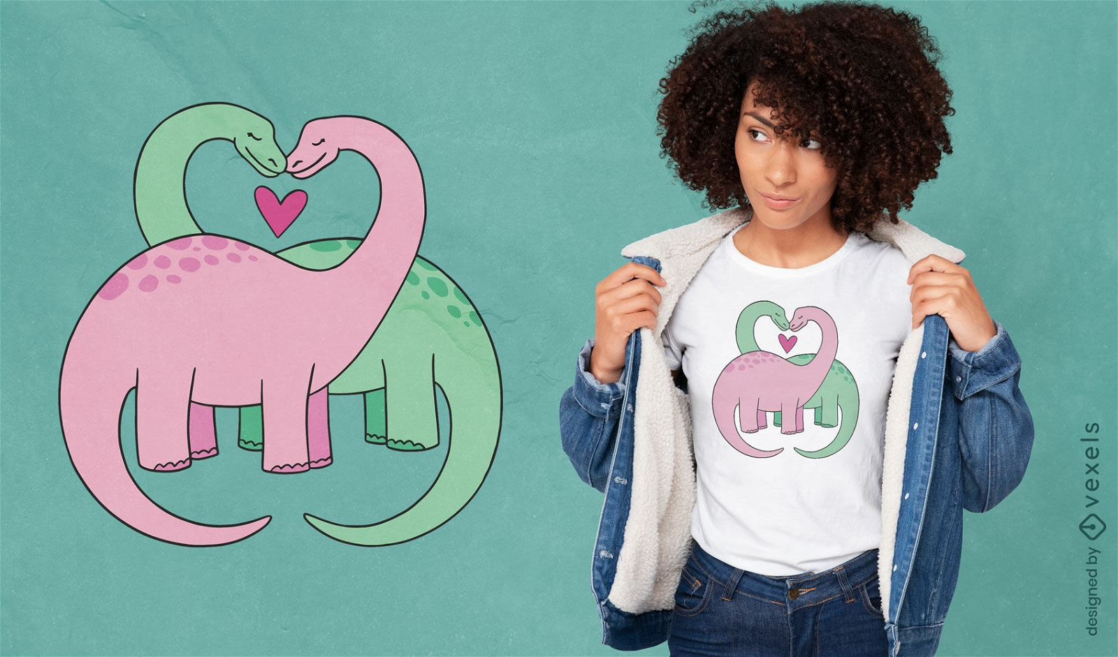 Diseño de camiseta de amor de dinosaurio.