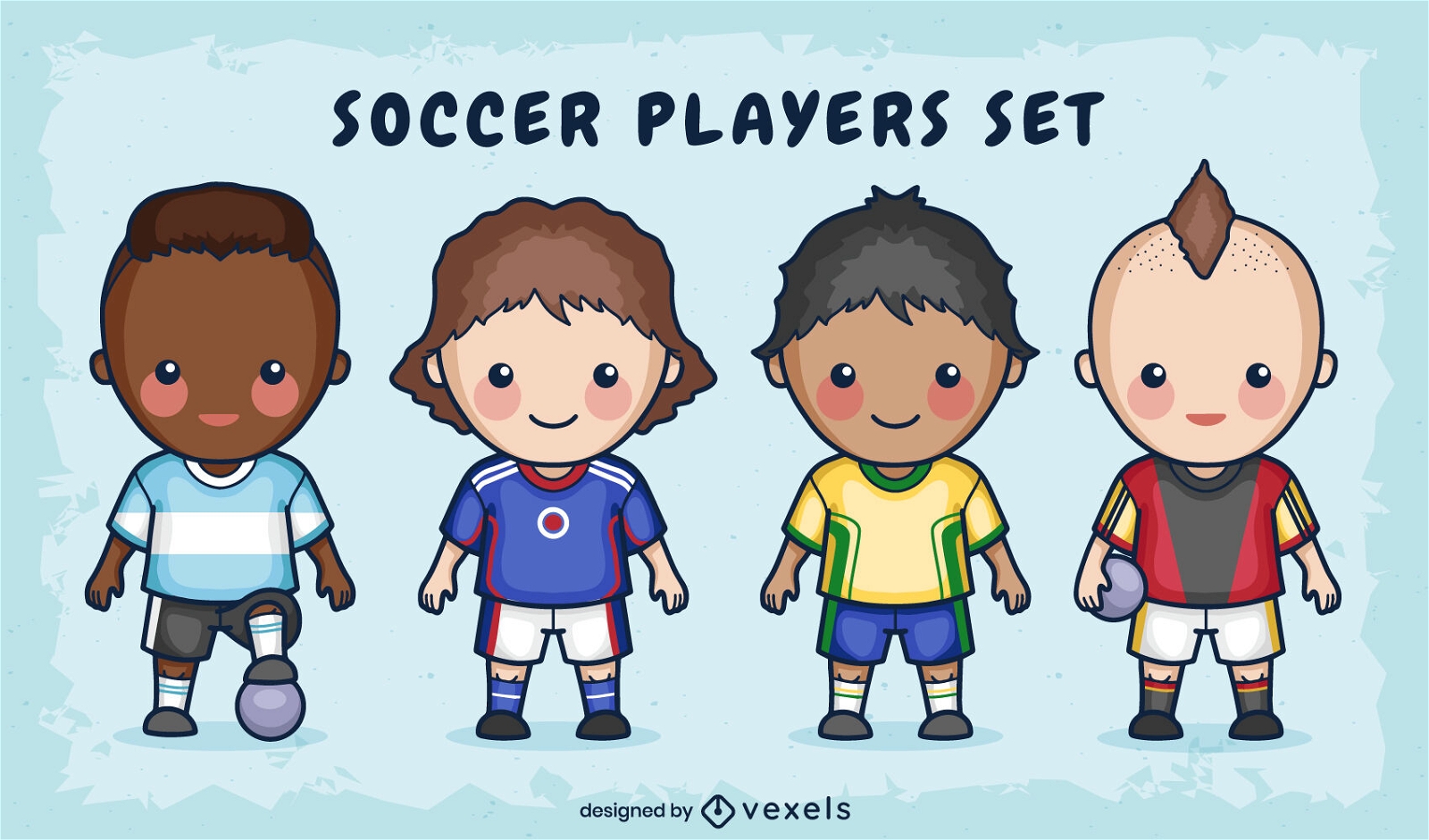 Soccer players from the world set