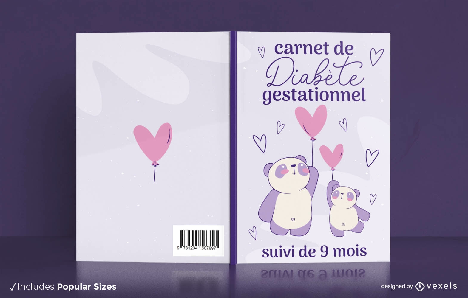 Panda com design de capa de livro de balão