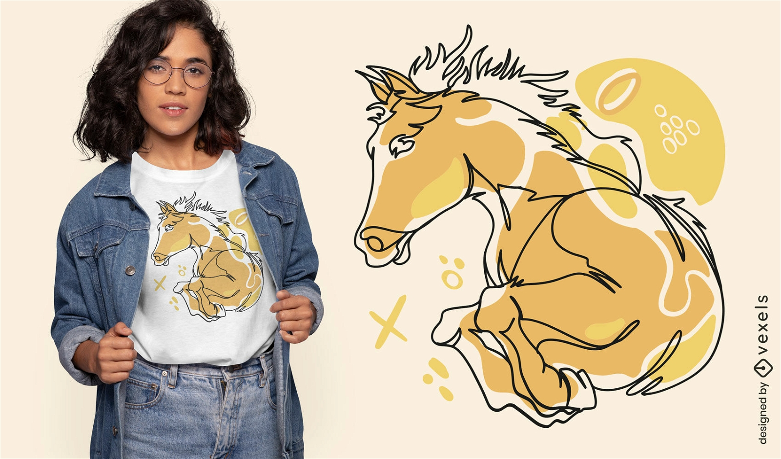 Diseño de camiseta de salto de animal de caballo.