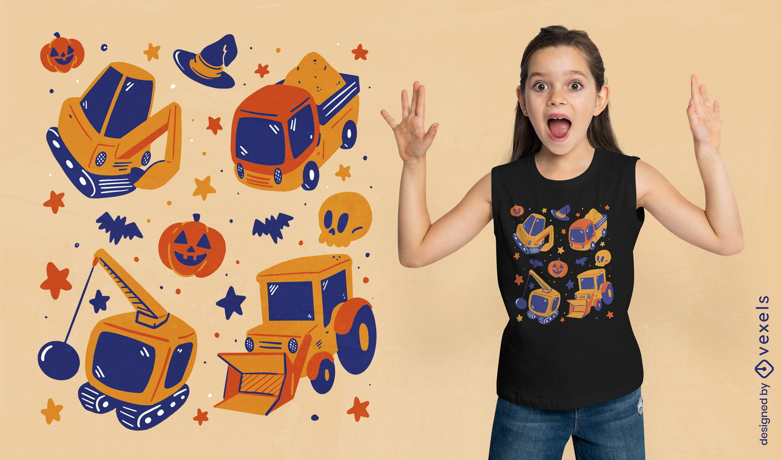 Design de camiseta de brinquedos de construção de Halloween