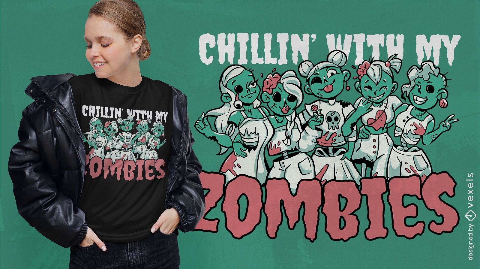 Design de t-shirt Zombie girl fiends