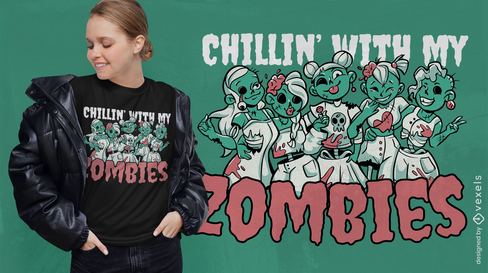 Zombie-Mädchen-Teufel-T-Shirt-Design