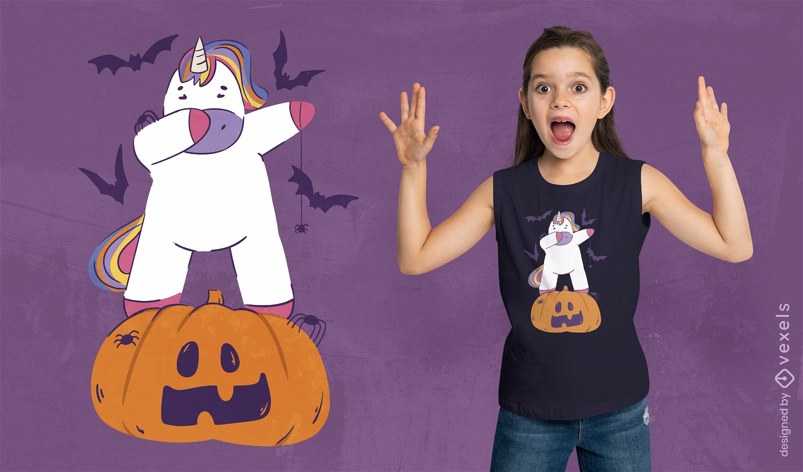 Diseño de camiseta de Halloween de unicornio Dabbing
