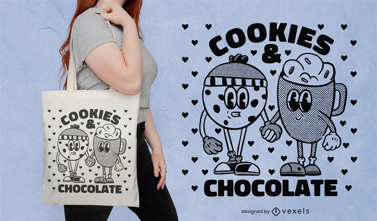 Design de sacola de biscoitos e chocolate
