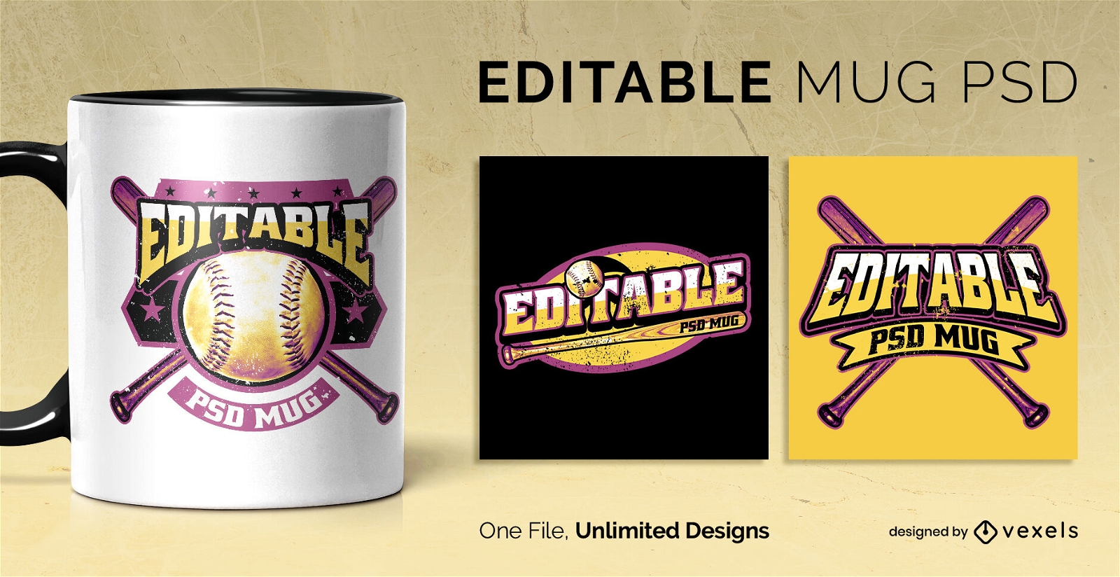 Baseball mug design template scalable