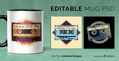 Retro cassettes scalable mug template