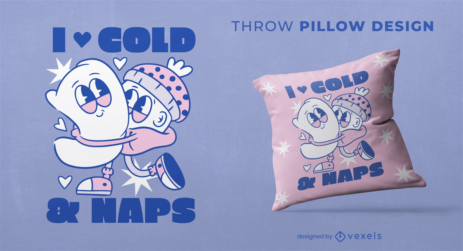 Cold winter naps throw pillow design