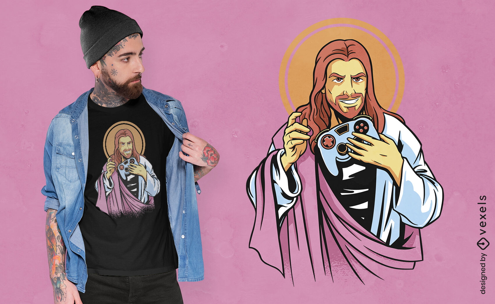 Diseño de camiseta de joystick Gamer Jesus