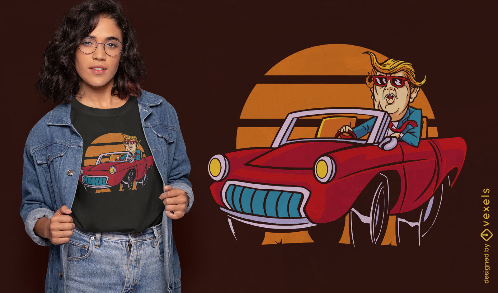 Diseño de camiseta de coche convertible de Donald Trump