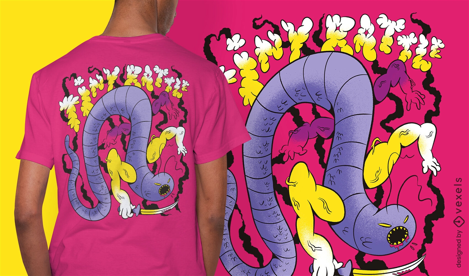 Scary worm insect warrior t-shirt psd