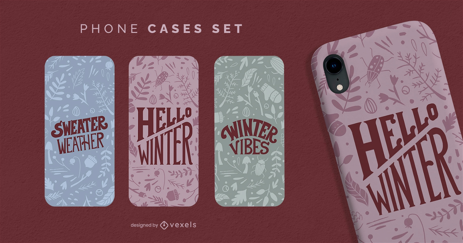 Winter lettering phone case set