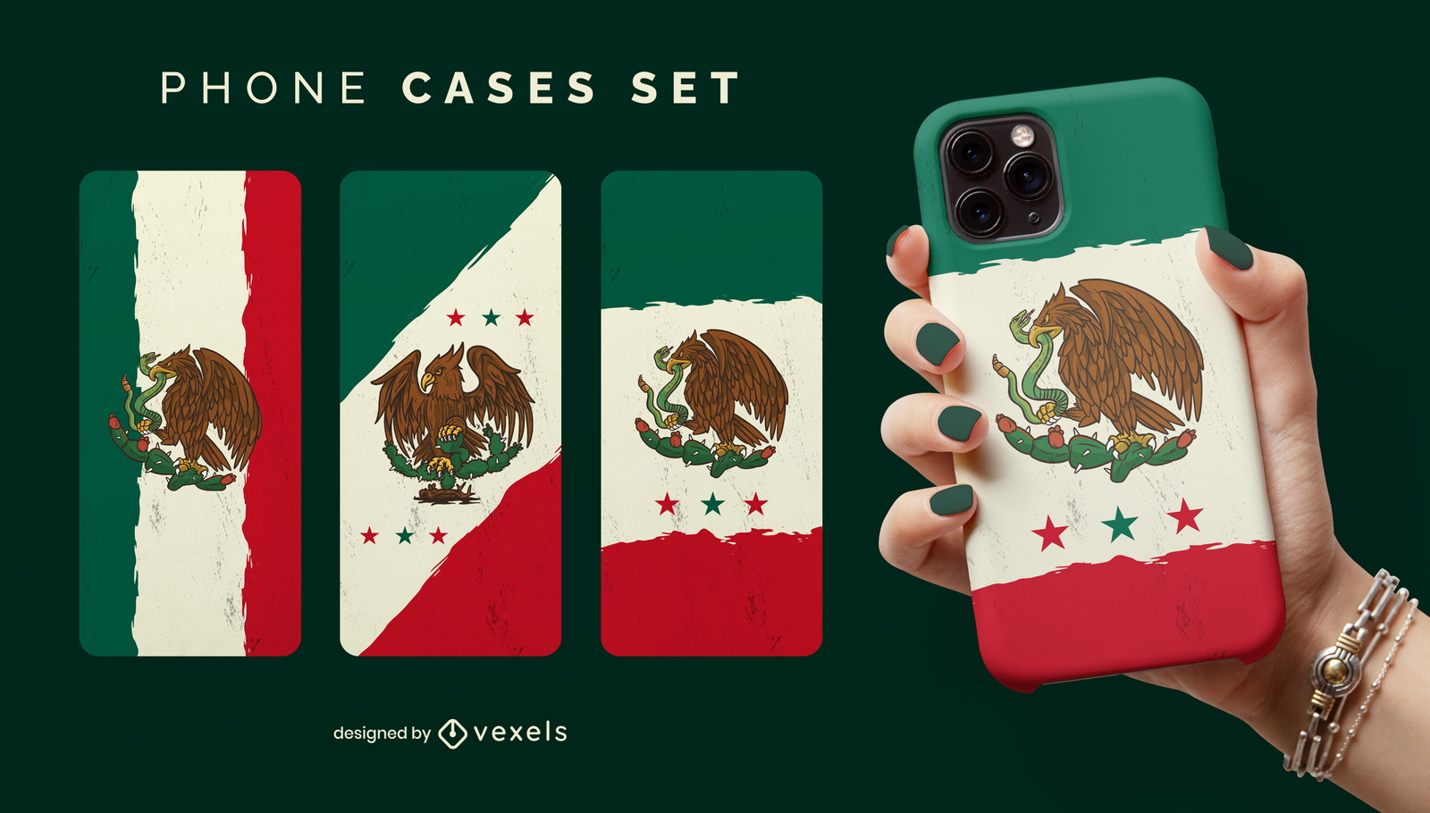 Juego de fundas para teléfono con bandera de águila mexicana