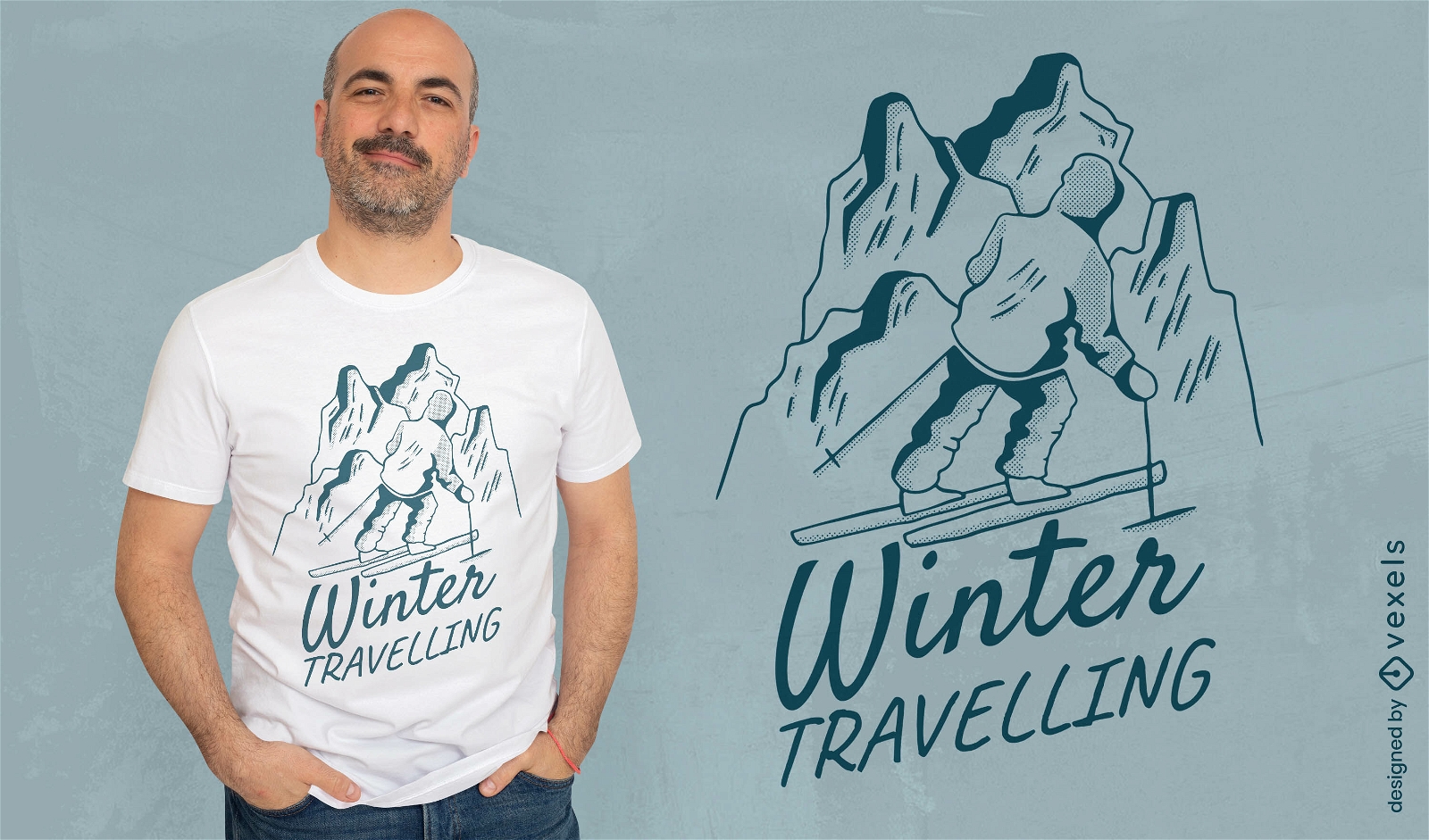 Design de camiseta de esporte de esqui de inverno