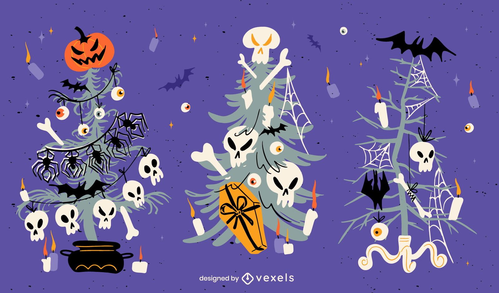 Árbol de navidad espeluznante conjunto de halloween