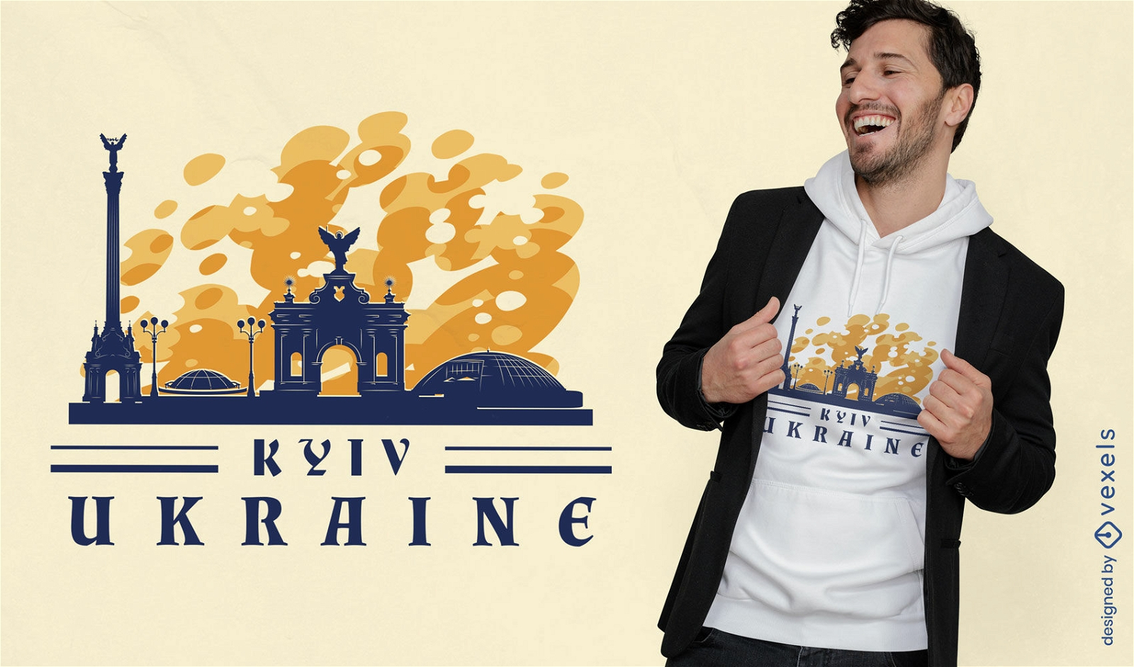 Diseño de camiseta de ciudad de turismo de horizonte de kyiv