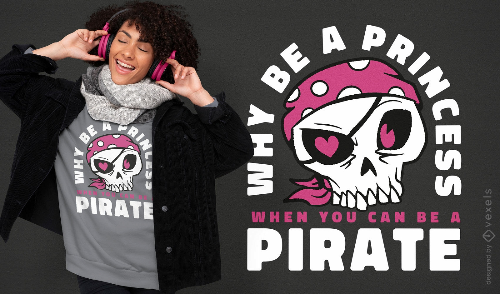 Seja um design de camiseta de caveira de pirata