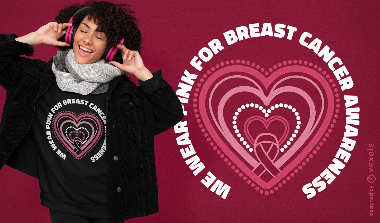 Design de camiseta de conscientização do câncer de mama