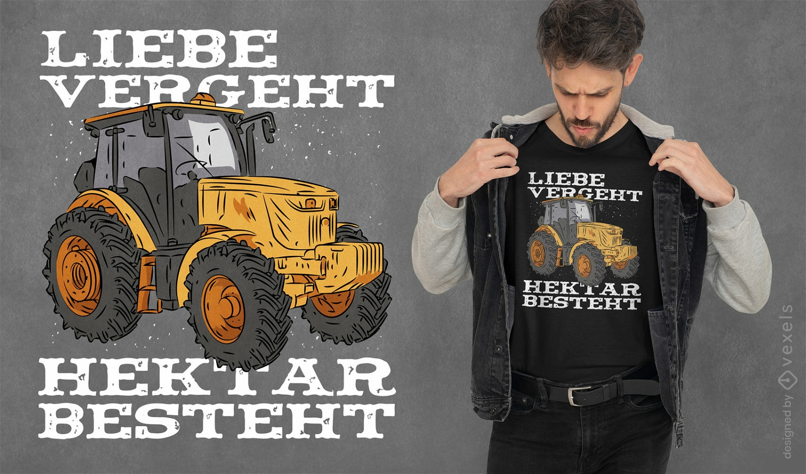 Design de camiseta de citação de trator agrícola