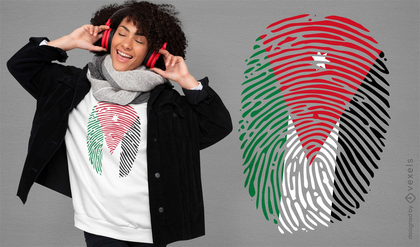 Jordan-Flaggen-T-Shirt-Design mit Fingerabdr?cken