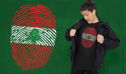 T-Shirt-Design mit libanesischer Fingerabdruckflagge