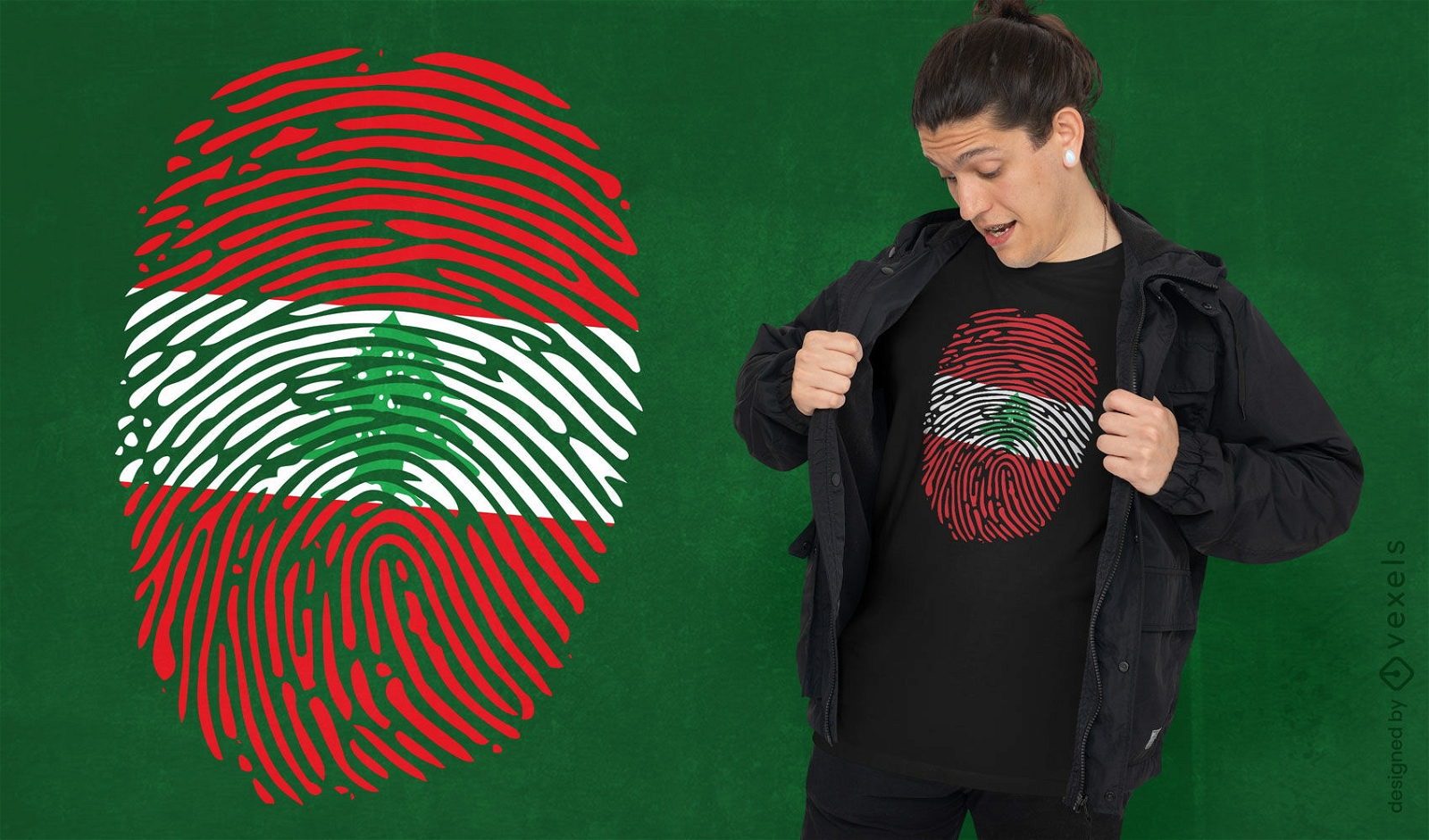 Lebanese fingerprint flag t-shirt design