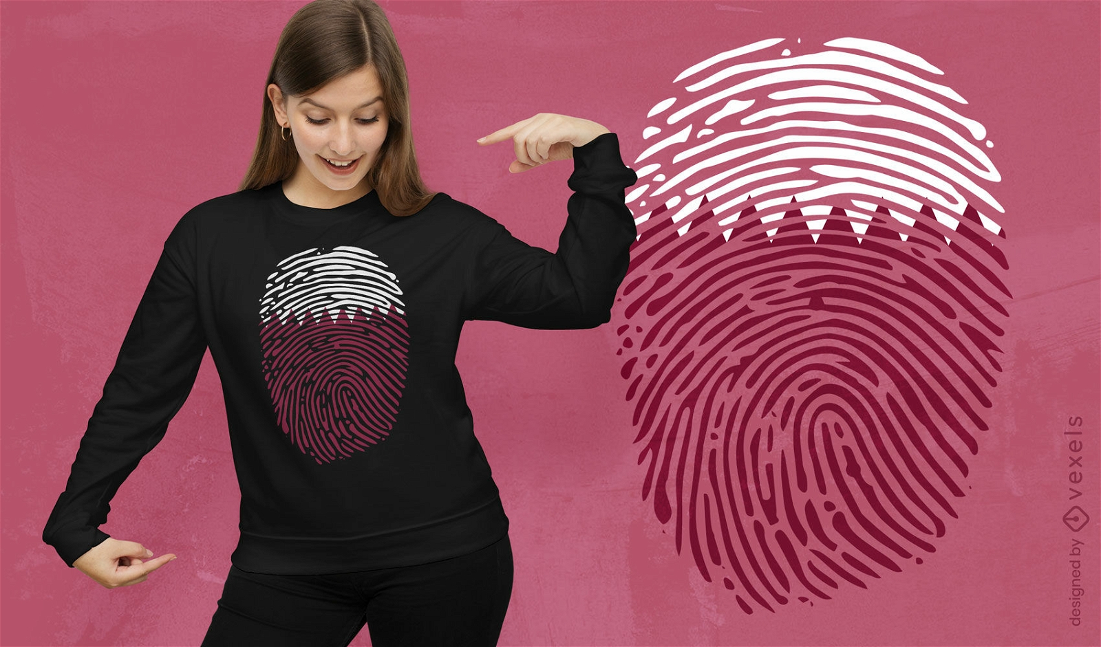 Katar-Flaggen-T-Shirt-Design mit Fingerabdrücken