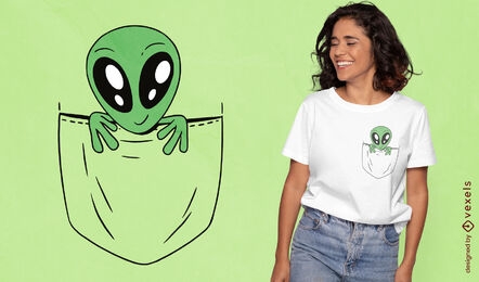 Space alien in a pocket t-shirt design
