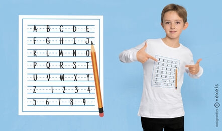 Sheet of paper with alphabet t-shirt design