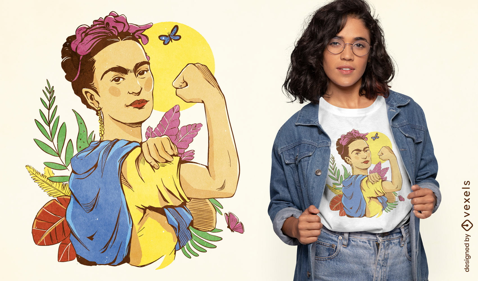 Dise?o de camiseta de personaje de mujer fuerte feminista