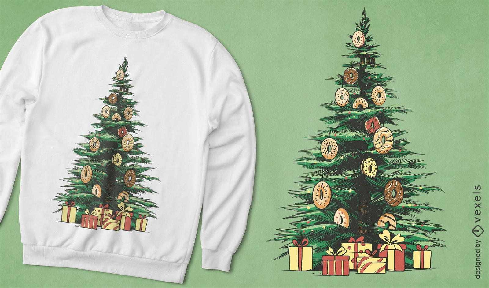 Weihnachtsbaum mit T-Shirt-Design f?r Geschenke