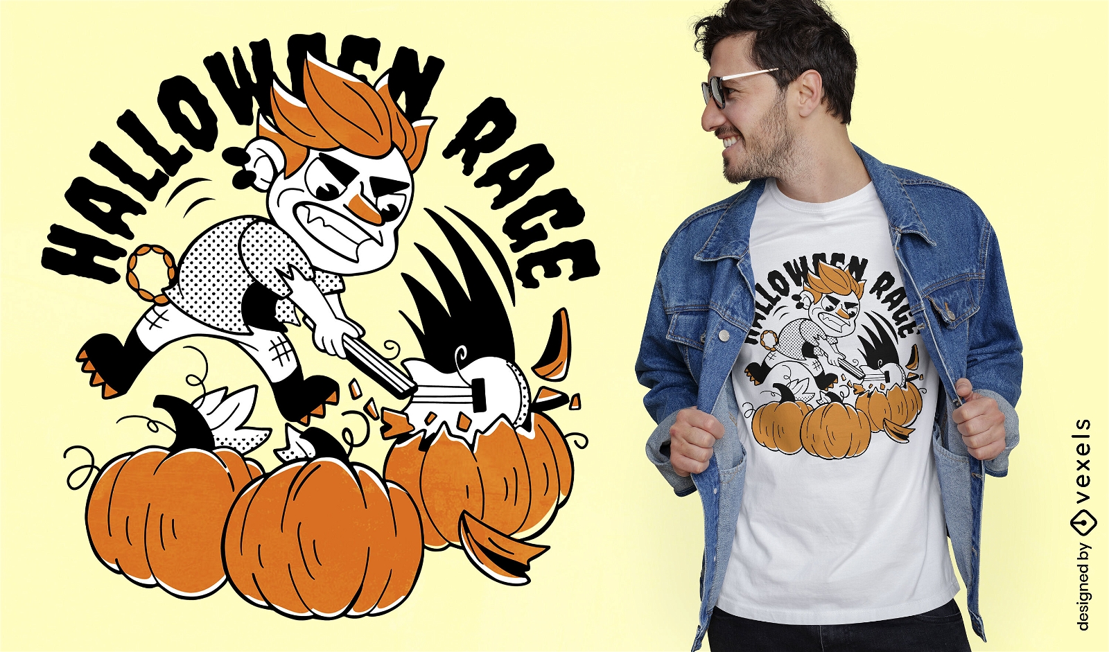 Design de camiseta de rock de raiva de Halloween