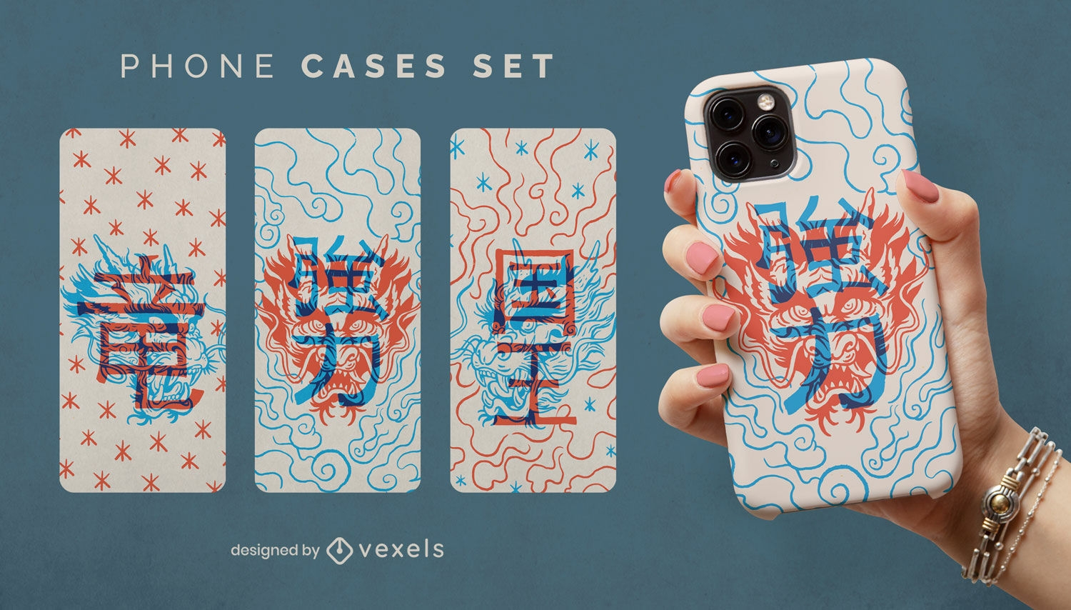 Asian dragons phone case set