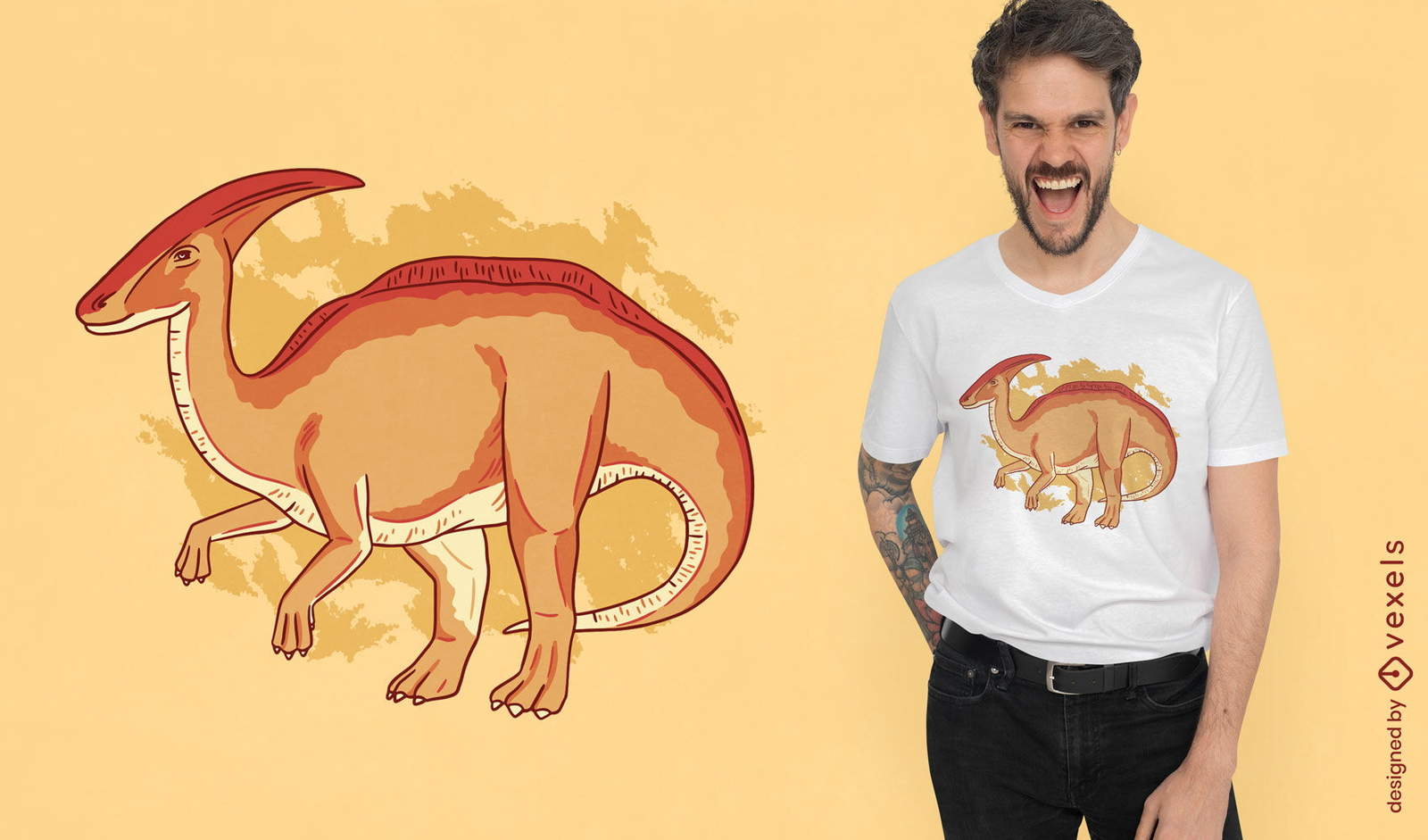 Diseño de camiseta de dinosaurio Parasaurolophus.