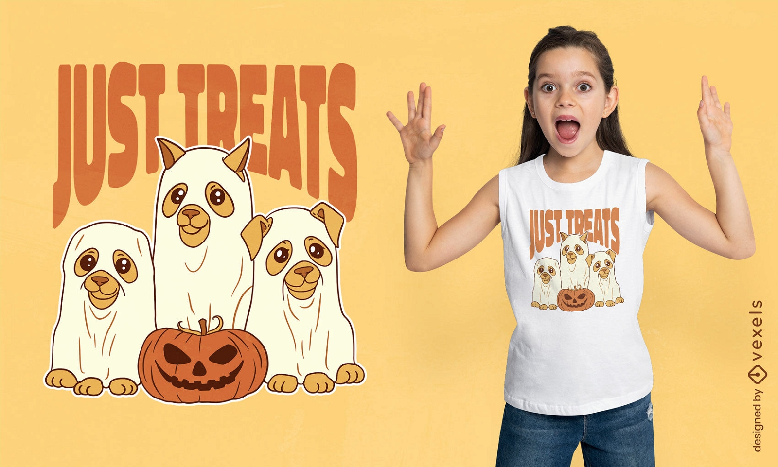 Design de camiseta de Halloween de cães fantasmas