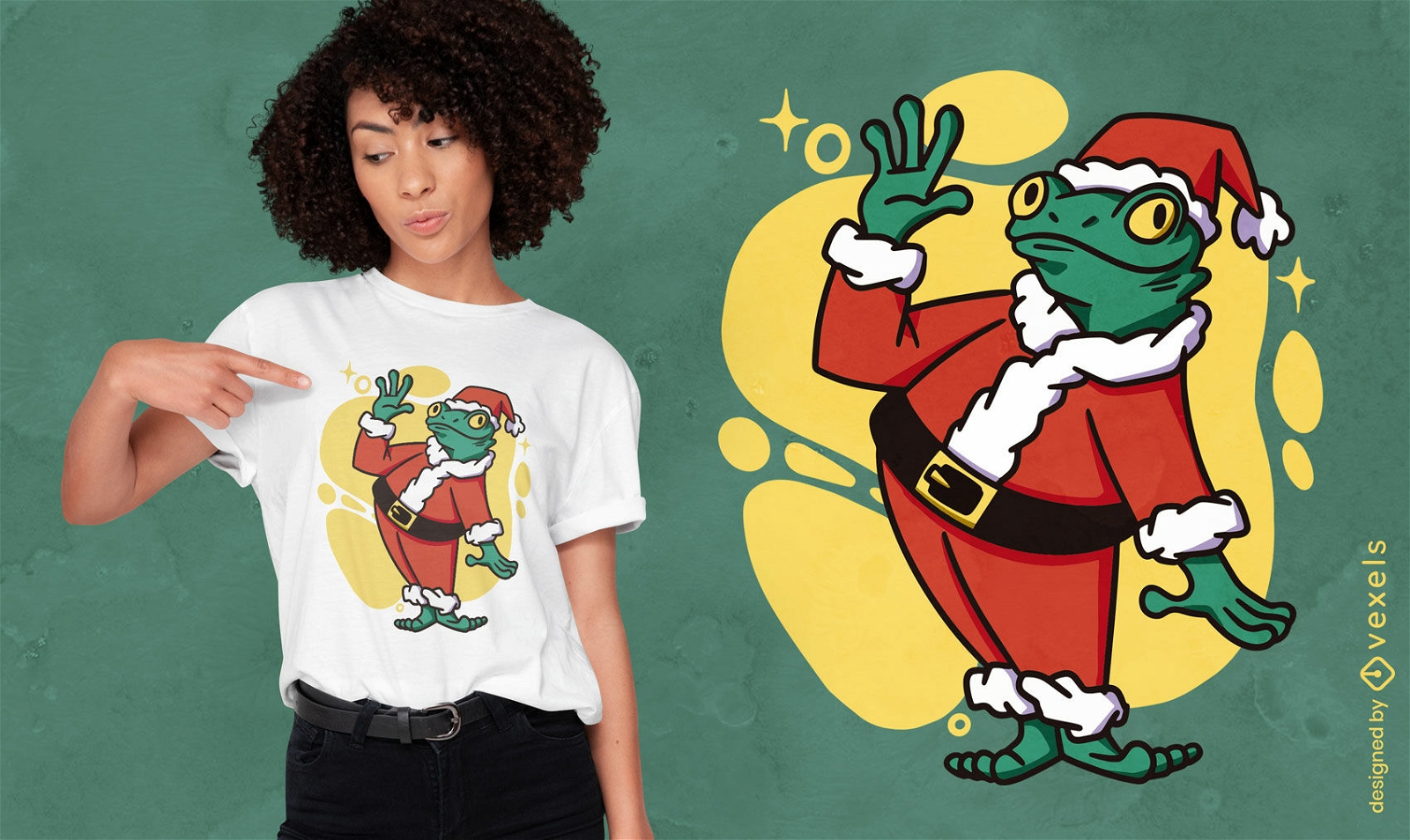 Diseño de camiseta de navidad de rana de santa claus