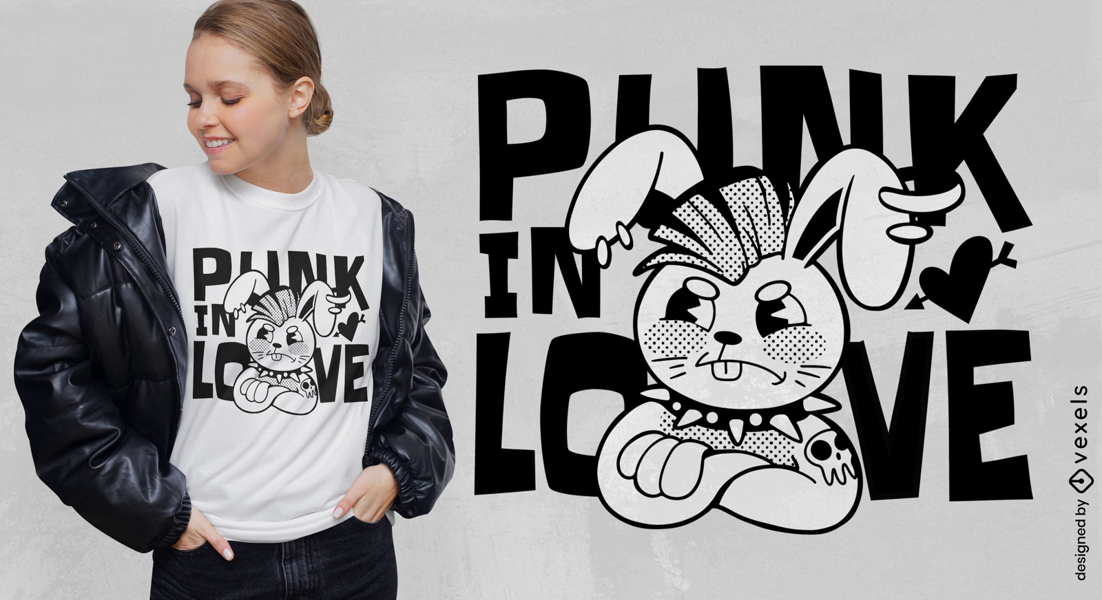 Punk rabbit animal cartoon t-shirt design