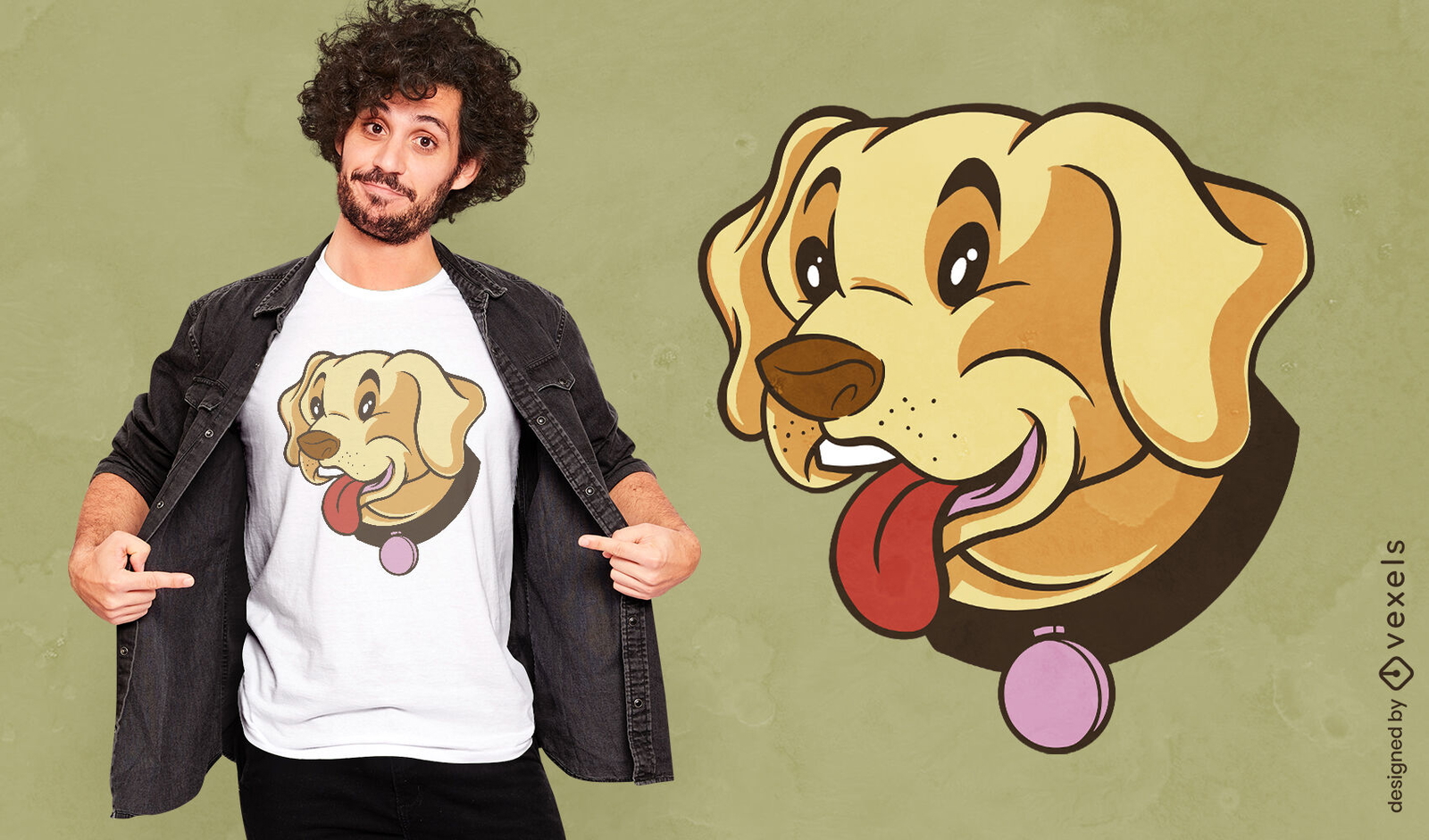 Diseño de camiseta de dibujos animados de perro labrador