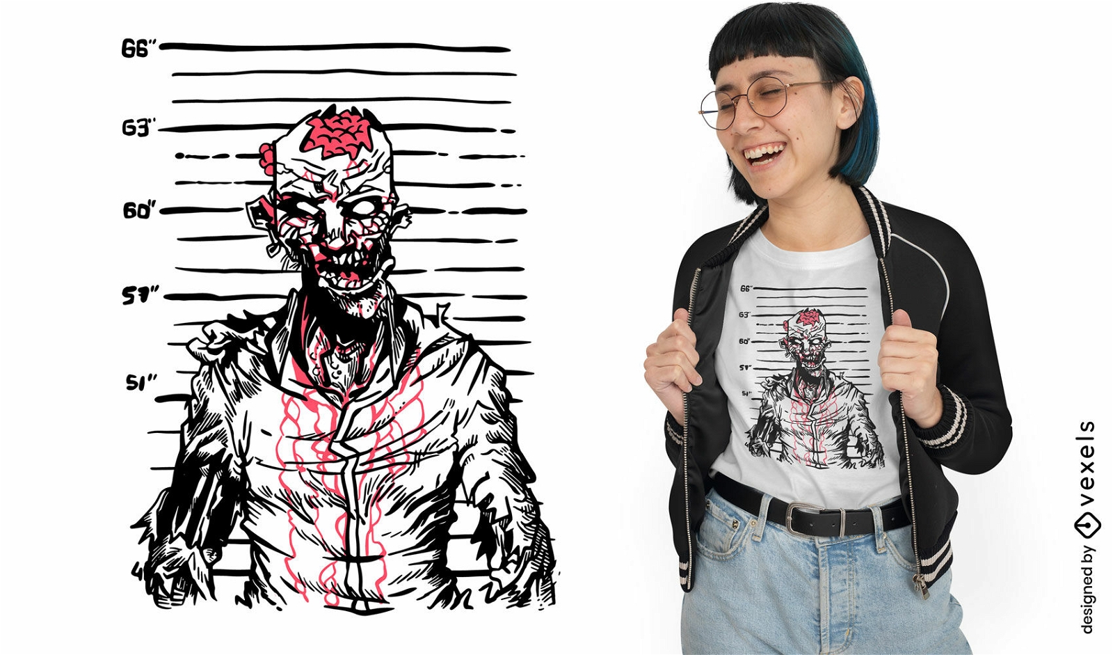 Zombie im Gefängnis-Halloween-T-Shirt-Design