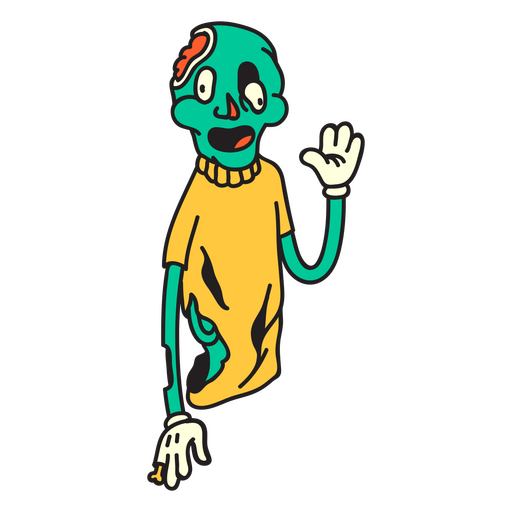 Dibujos animados retro zombie verde Diseño PNG