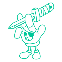 Mão segurando um desenho animado de abridor de cartas Desenho PNG