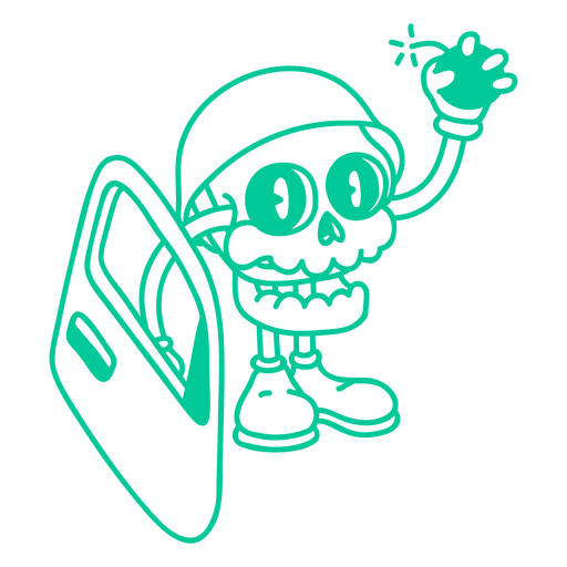 Skull with grenade cartoon PNG Design