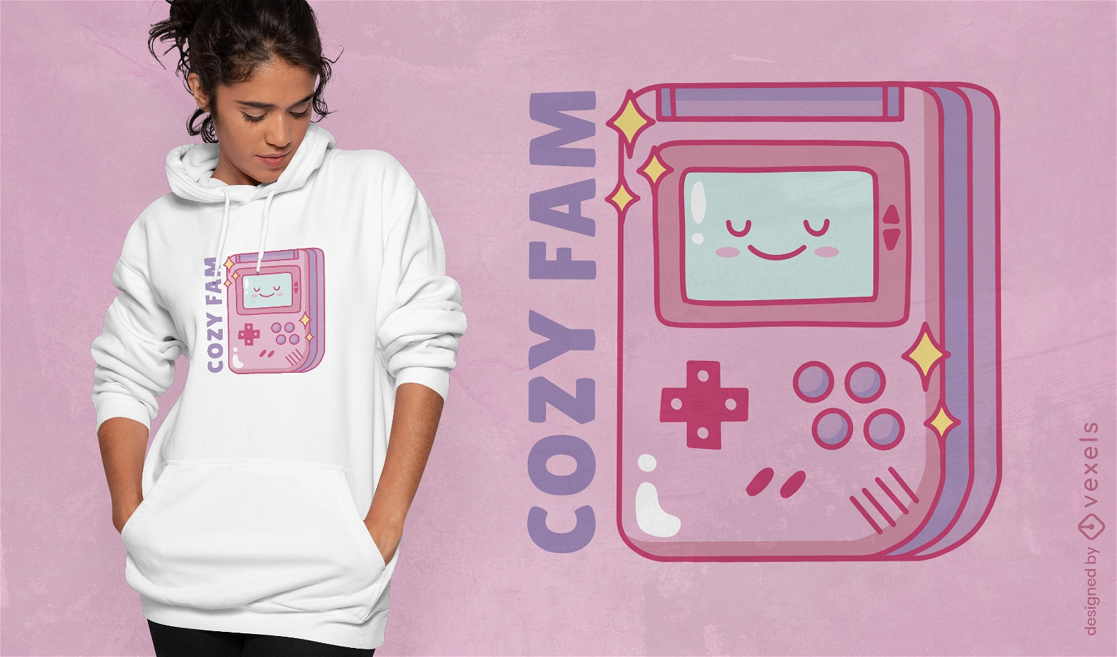 Dise?o de camiseta de controlador de videojuego rosa.