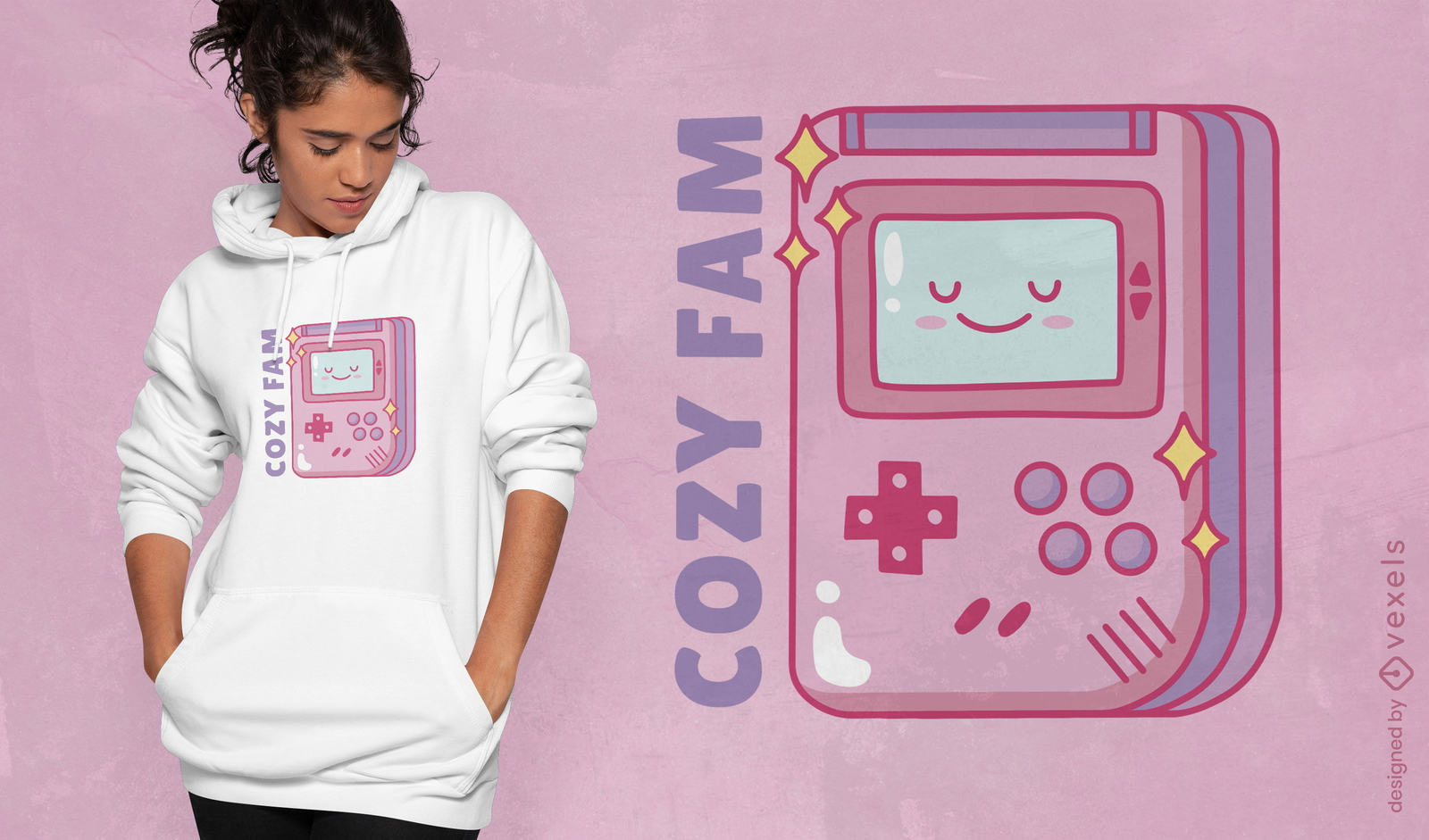 Diseño de camiseta de controlador de videojuego rosa.