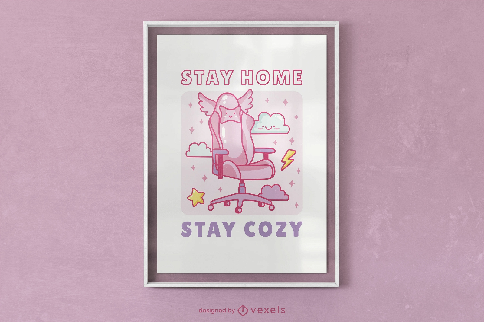 Design de cartaz de cadeira de jogos rosa