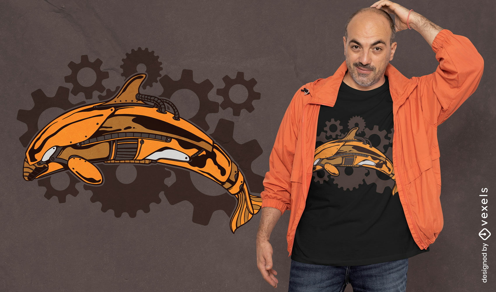 Killer Whale Mechanical Animal T-shirt Design Vector Download