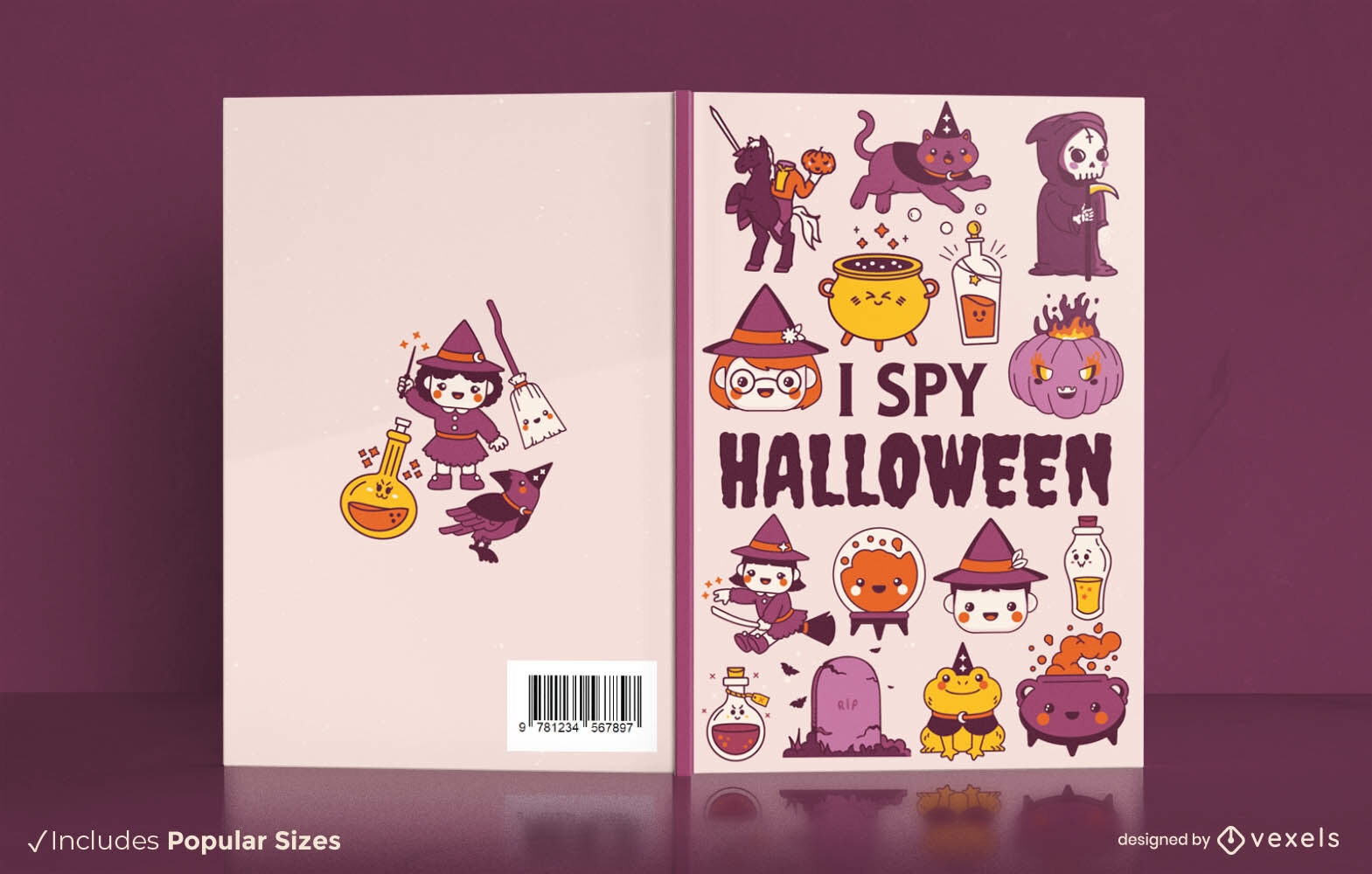 Eu espio o design da capa do livro de Halloween