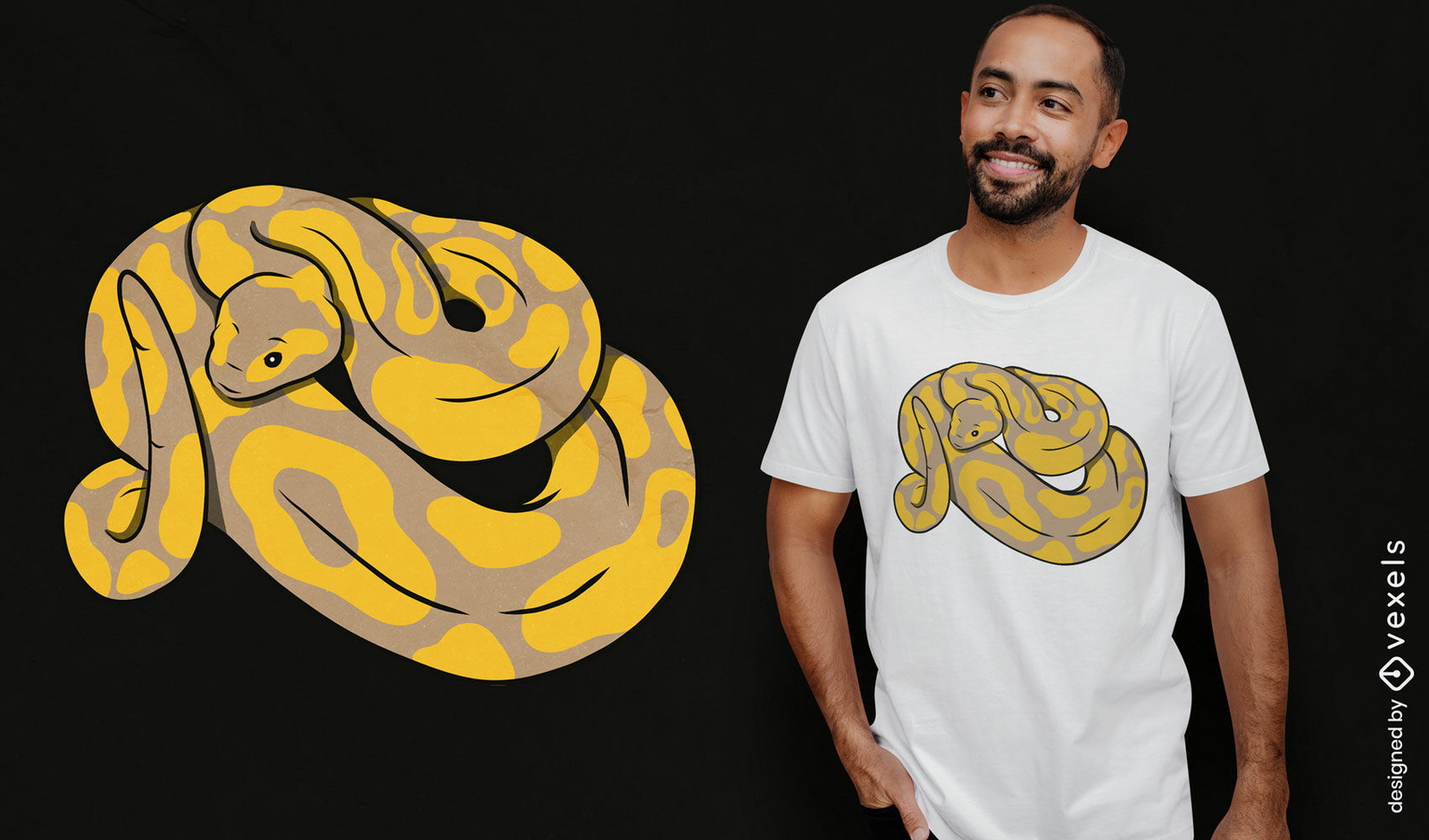 Diseño de camiseta de animal serpiente amarilla grande