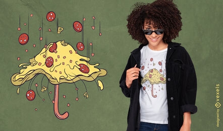 Pizza umbrella with pepperoni t-shirt design