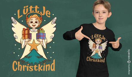 Anjo com design de camiseta de natal de presentes
